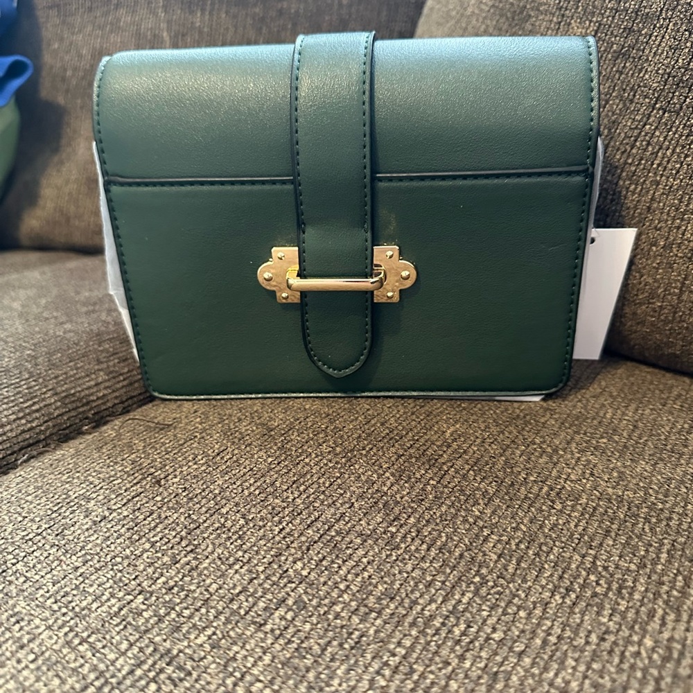 Chic Green Clutch with Gold Hardware